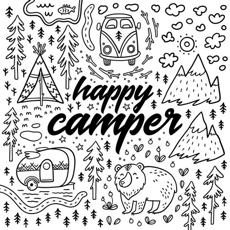 camping colouring sheets printable