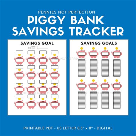 savings goals tracker savings tracker printable etsy australia
