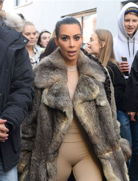 kim kardashian in catsuit and fur coat 21 gotceleb