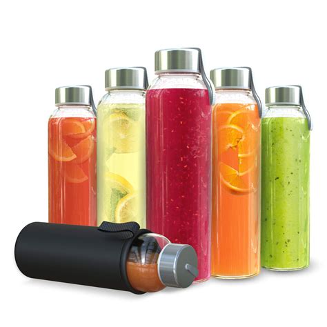 chefs star  oz glass water bottles glass drinking bottle  protection sleeve juice