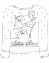 Sweater Coloring Christmas Ugly Pages Reindeer Santa Colouring Sweaters Template Printable Sheets Motif Drawing Cardigan Templates Paper Kids Choose Board sketch template