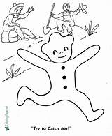 Gingerbread Man Coloring Pages Catch Try Running Horse sketch template