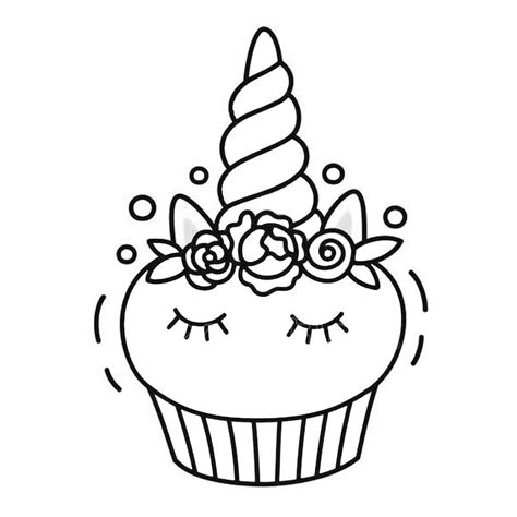 unicorn cake coloring pages cupcake outline  printable coloring pages
