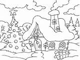 Christmas Coloring Pages House Old Fashioned Colouring Snowy Printable Visit Getcolorings sketch template