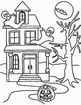 Coloring Haunted House Pages Halloween Kids sketch template