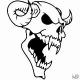 Skull Horns Demon Drawing Decal Sticker Drawings Paintingvalley Vinyl sketch template