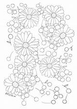 Flower Coloring Icolor Collages Flowers Collage Kwiaty Stress sketch template