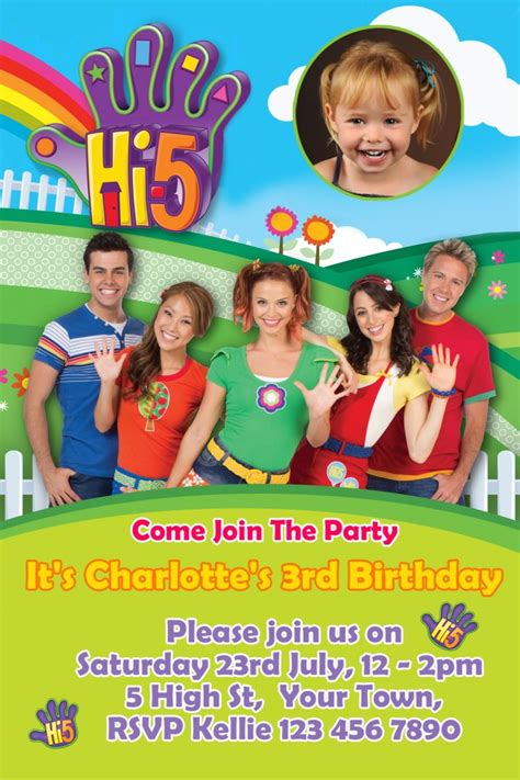 hi 5 personalised birthday party invitations