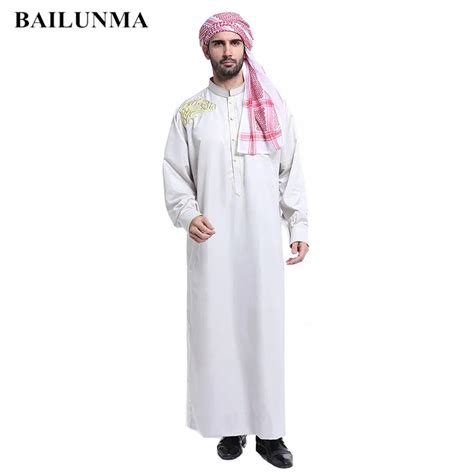 Buy Fashion White Mens Thobe Arabic Man Dress Islamic