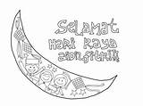 Raya Selamat Idul Fitri Mewarnai Colouring Aidilfitri Ucapan sketch template