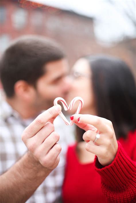 Make A Heart Out Of Candy Canes Holiday Engagement Shoot