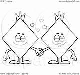 Diamond Holding Clipart Hands Coloring Mascots Suit Queen King Card Cartoon Thoman Cory Outlined Vector 2021 sketch template
