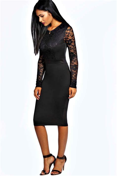 Black Long Sleeve Midi Bodycon Dress That Bts Sleeve Midi Bodycon