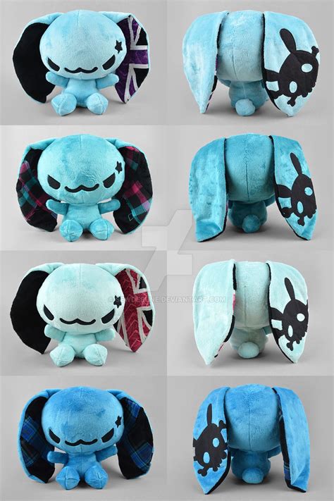 huggable plush punk bunnies with some anarchist tendencies blue minky with ragged plaid accents
