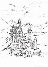 Castle Neuschwanstein Pen Drawing Ink Etsy Original Sketch Paintingvalley sketch template