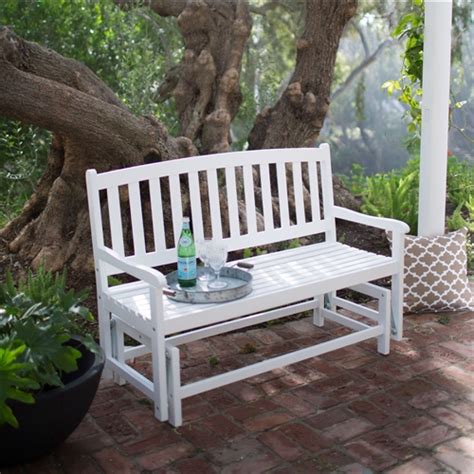 ft outdoor patio glider chair loveseat bench  white