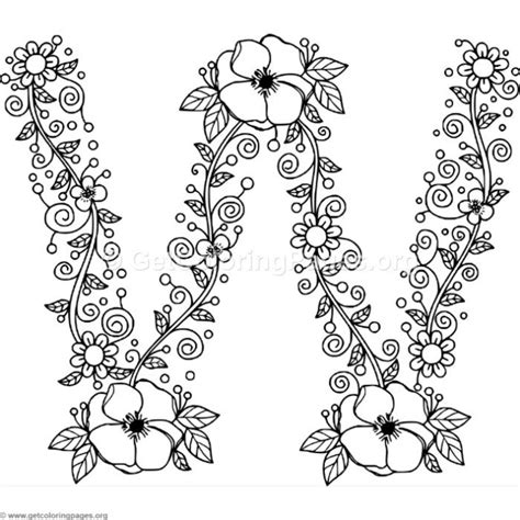floral alphabet coloring pages getcoloringpagesorg coloring