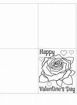 Card Valentine Valentines Fold Rose Blank Four Printables sketch template