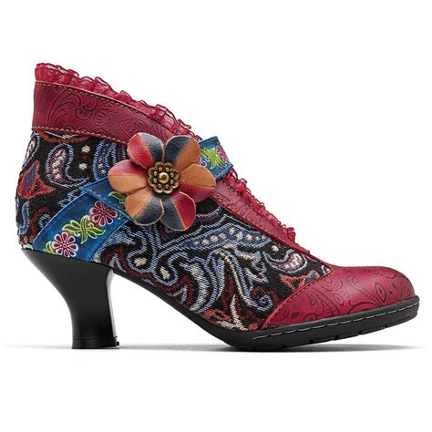 socofy vintage lace hook loop genuine leather ankle boots banggood mobile retro heels buy