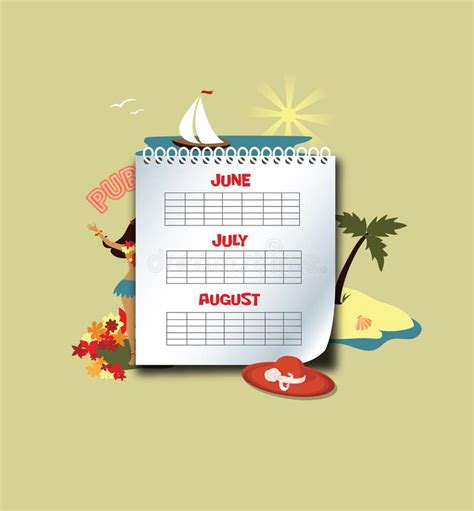 summer calendar stock vector illustration  activity