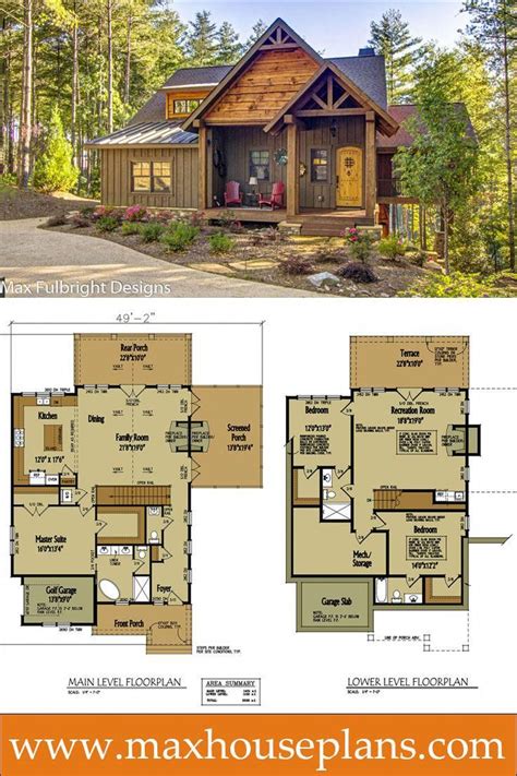 small rustic cabin design  open floor plan  max fulbright houseplans rusticarchitecture