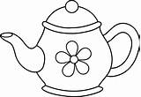 Teapot Clip Line Cute Template Sweetclipart sketch template