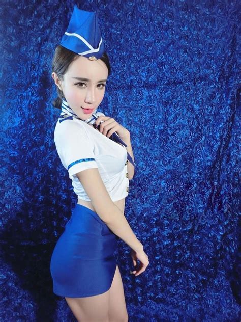 women s fashionable sexy air hostess style cosplay sleep dress set