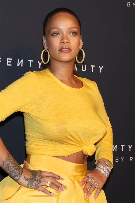before they go south braless rihanna s incredibly perky breasts steal the show at her make up