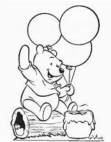 Coloring Birthday Pages Winnie Pooh Happy Clipart Balloons Library Clip sketch template