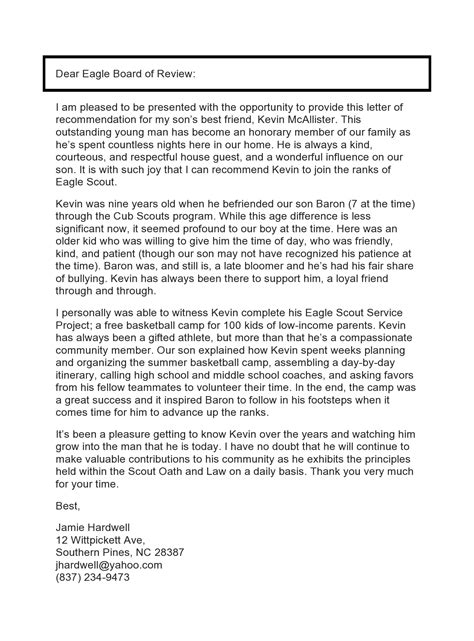 eagle scout letter  recommendation sample  employer