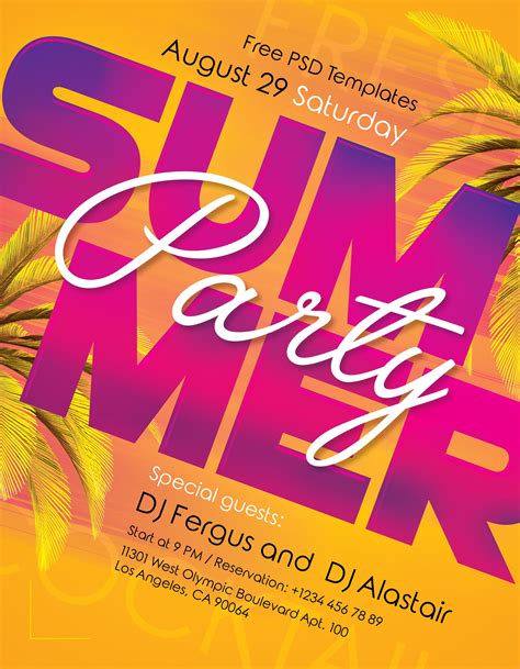 summer party free psd flyer template stockpsd