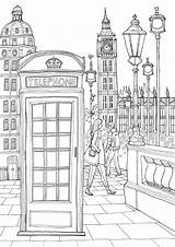 London Coloring Pages Europe Drawing Adult Charming Books Color Printable Book Landscape sketch template