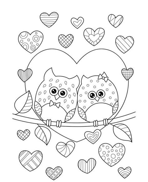 coloring book page owl coloring pages heart coloring pages