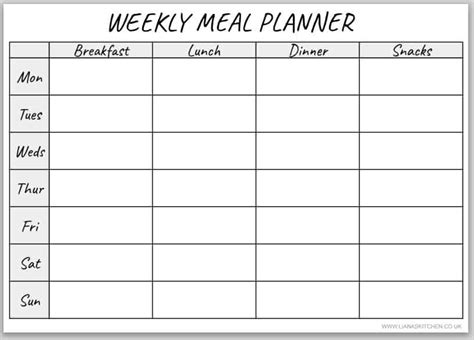 meal planner template  printable lianas kitchen