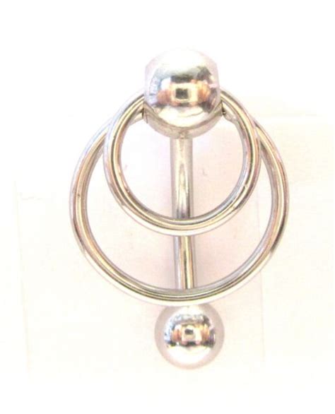 Surgical Steel Double Hoop Dangle Barbell Vch Clit Clitoral Hood Ring
