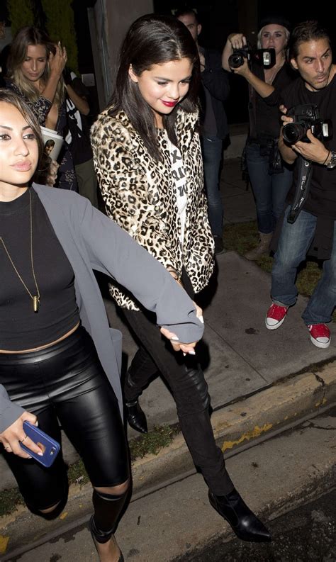 Selena Gomez In A Leopard Print Blazer And Leather