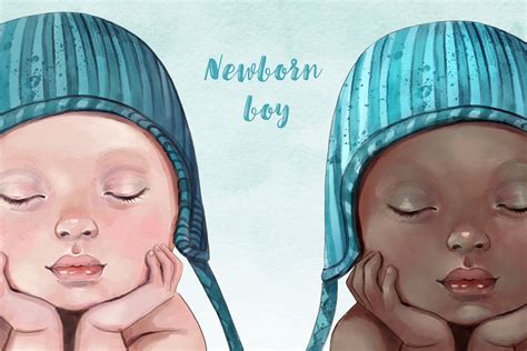 newborn baby watercolor clipart masterbundles