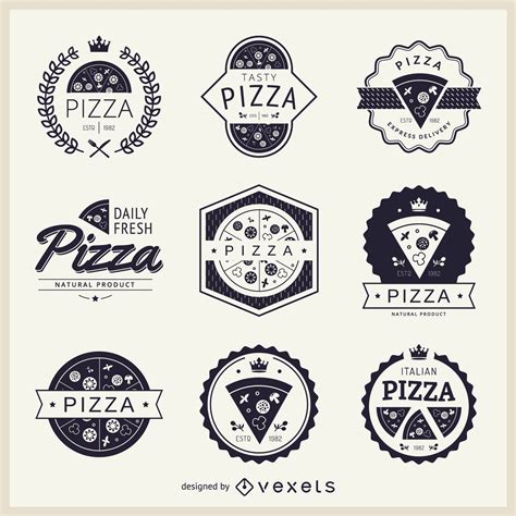 collection  pizza themed logos vector