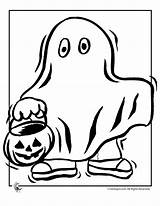Halloween Ghost Coloring Pages Cute Trick Treat Easy Drawing Drawings Treats Colouring Cat Clipart Color Clip Kids Treating Silhouette Printable sketch template