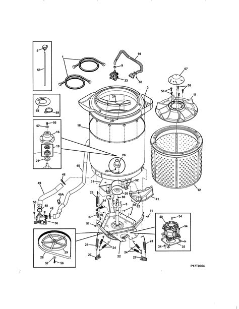 motortub diagram parts list  model fflgmw frigidaire parts washer dryer combo parts
