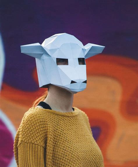 paper sheep lamb mask papercraft template  paperpetshop  etsy