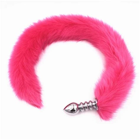 Buy Anal Plug Stainless Steel Long Soft Hot Pink Fox