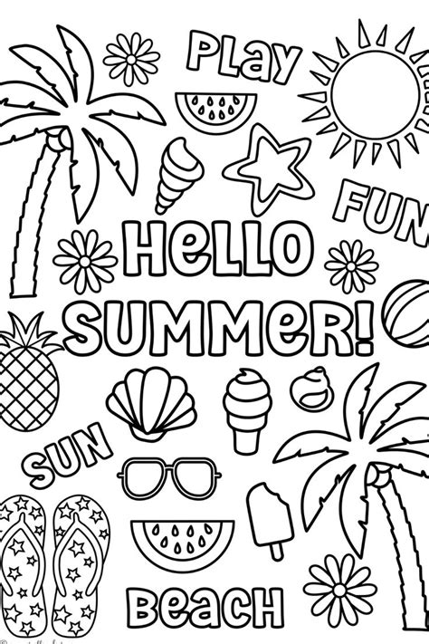 summer coloring pages  printable sheets simple  draw easy