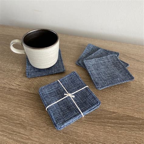 fabric drink coasters  pack gray white navy dark brown etsy