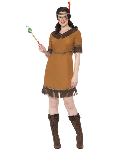 size 8 18 ladies red indian squaw pocahontas fancy dress