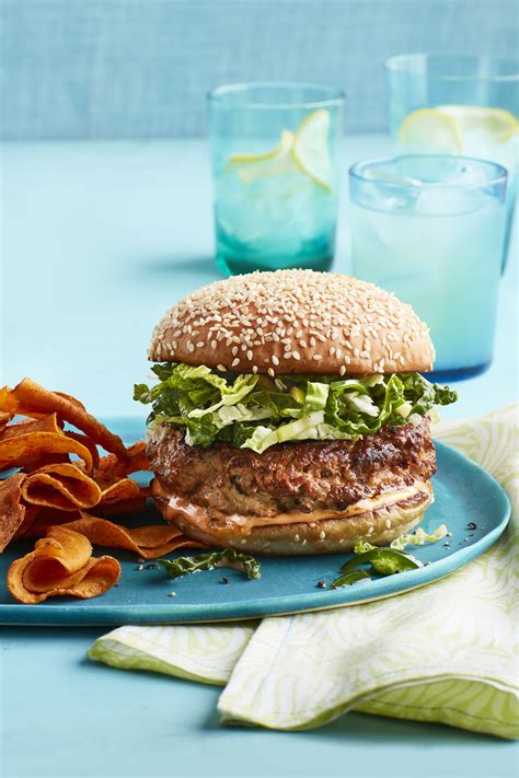 Best Turkey Burgers And Slaw With Sweet Potato Chips