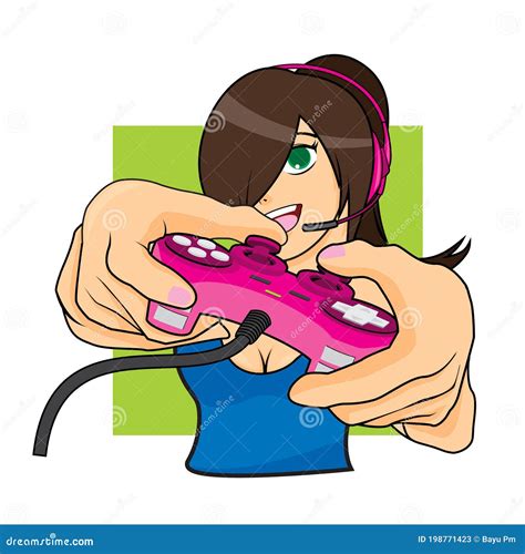 vector cartoon illustration of professional gamer girl stock vector