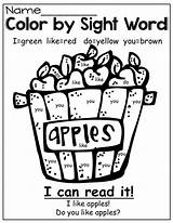Sight Word Color Words Fall Kindergarten Apple Choose Board sketch template