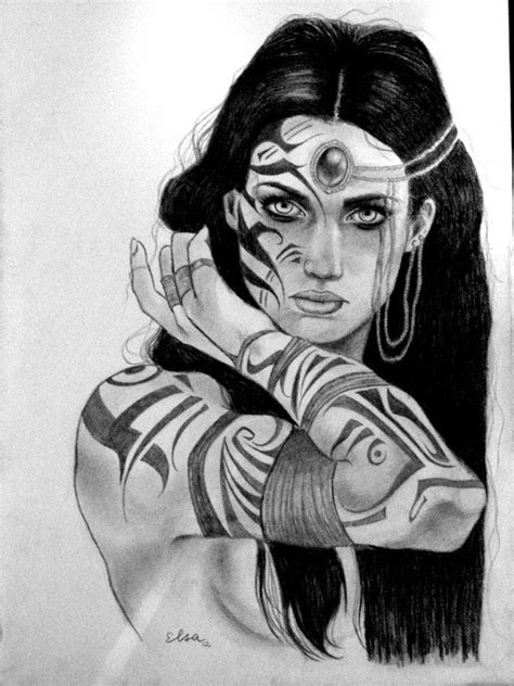 native american drawing female warrior tattoo warrior woman