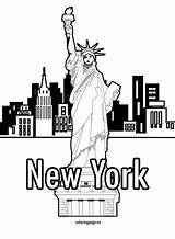 York Liberty Statue Coloring Pages Skyline City Printable Reddit Email Twitter Getcolorings sketch template